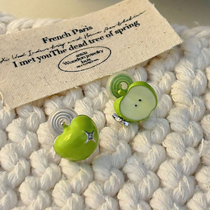 Kiwi Store - Decora Kei Green Apple Jewelry Set necklace kiwi store Apple Ear Clips - 1 Pair
