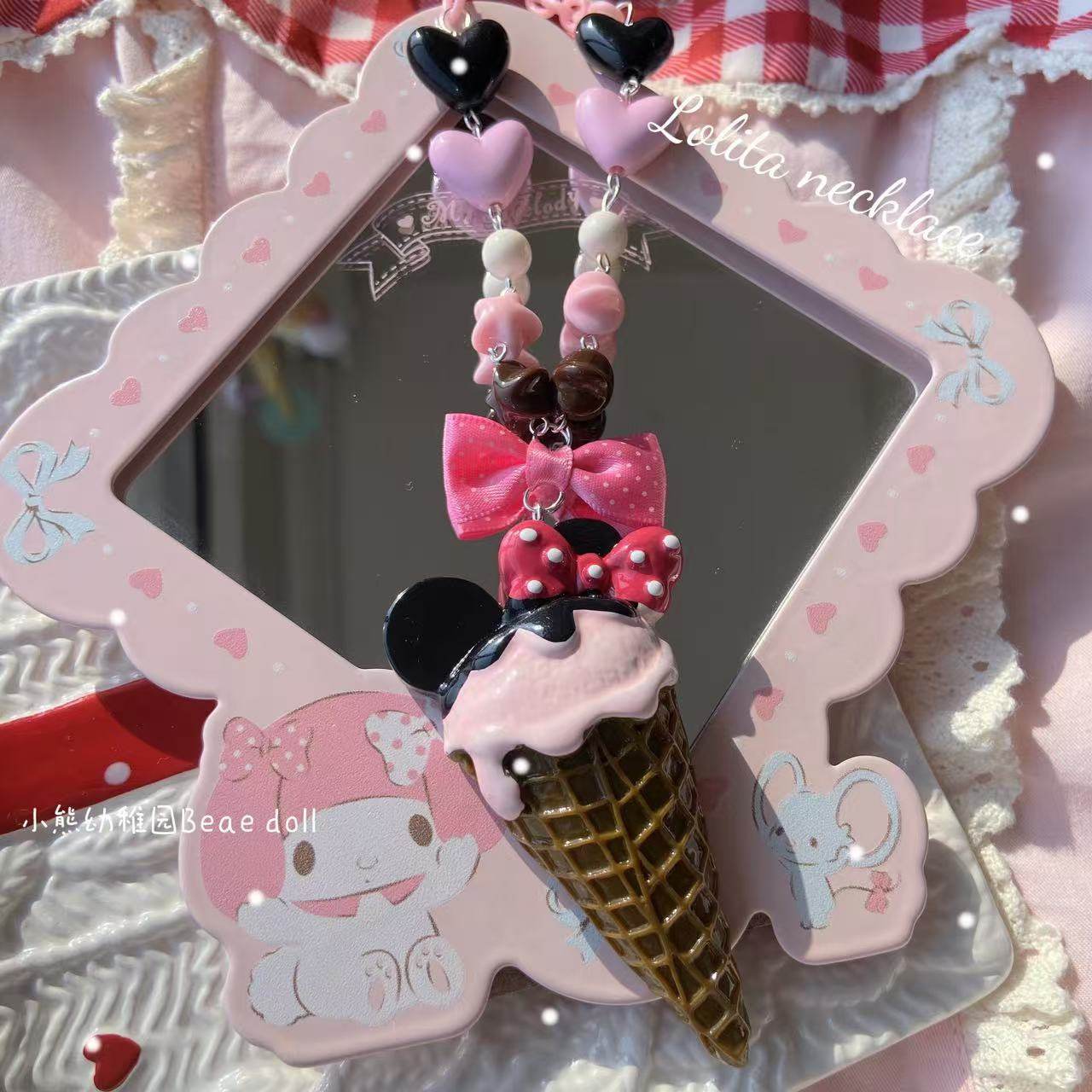 Bear Doll - Kawaii Ice Cream Cone Necklace necklace Bear Doll Minnie Ice Cream Necklace
