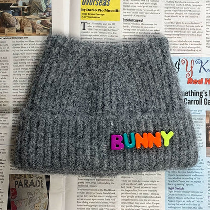 bunnybunnygun - Thick Knit Cat Ear Beanie hat bunnybunnygun Grey