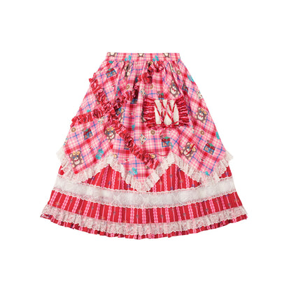 Lutra Jump - Decora Plaid Blazer & Cake Skirt Set set Lutra Jump Skirt S