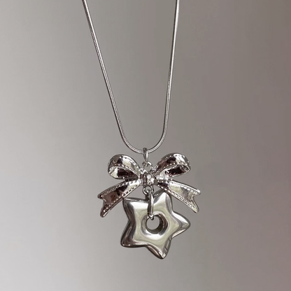 Kiwi Store - Y2K Ballerina Angel Ribbon Necklace necklace kiwi store Star Bow Necklace