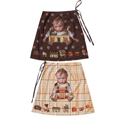 daytoday Everyday Institute - Kawaii Apron Transparent Bow Doll Print daytoday everyday institute Black with print