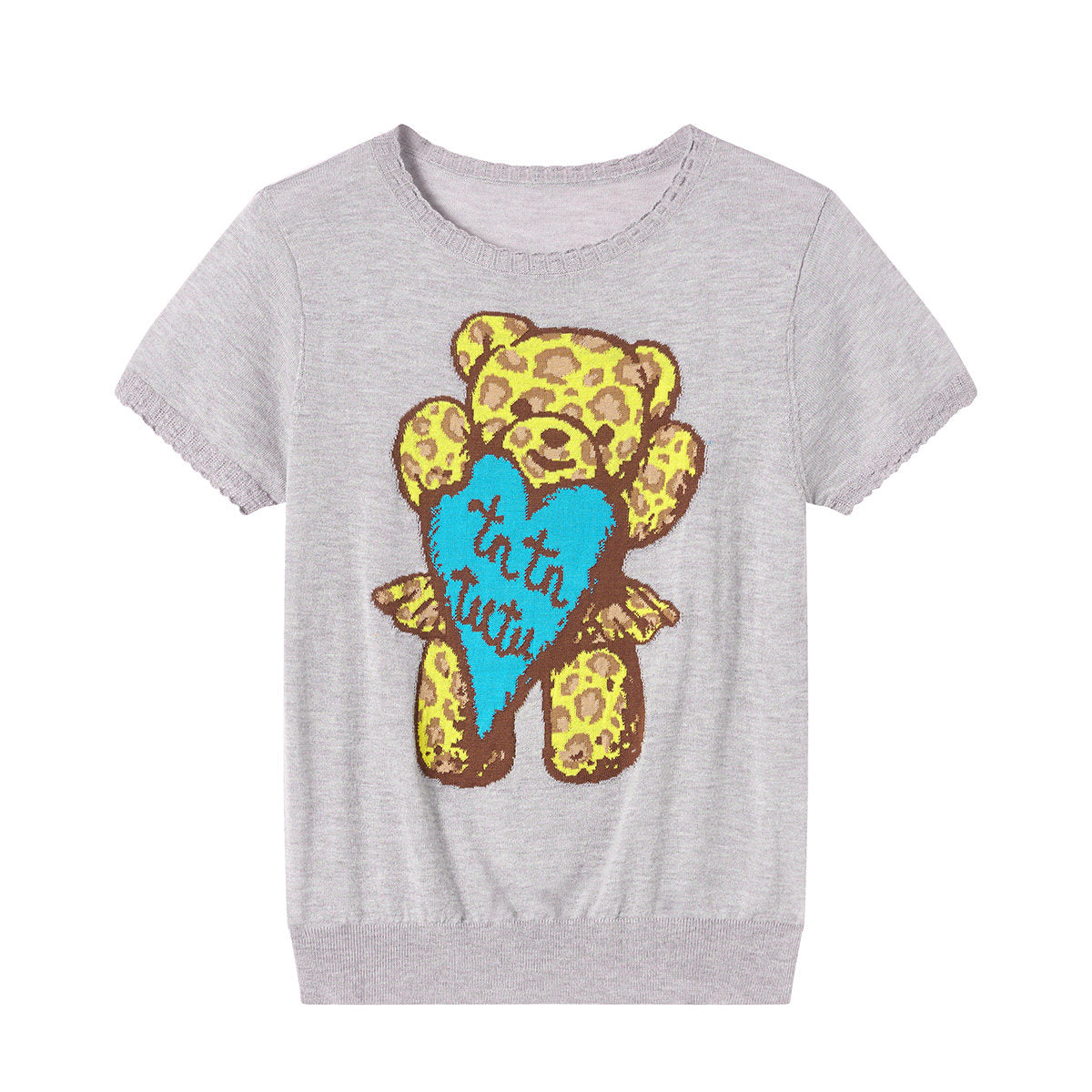 tntntutu - Colorblock Bear Knit Tee shirt tntntutu Grey S