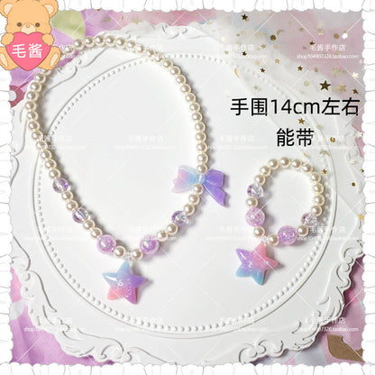 maojiang – Gradient Star Heart Choker Bracelet Set necklace maojiang Blue Purple Star Pendant Necklace & Bracelet