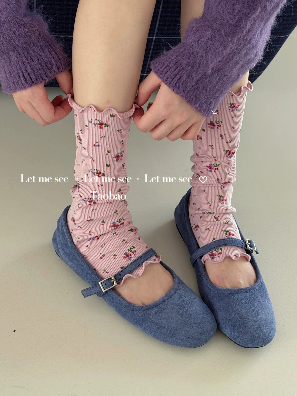LET ME SEE - Floral Ruffle Footless Socks socks let me see Pink