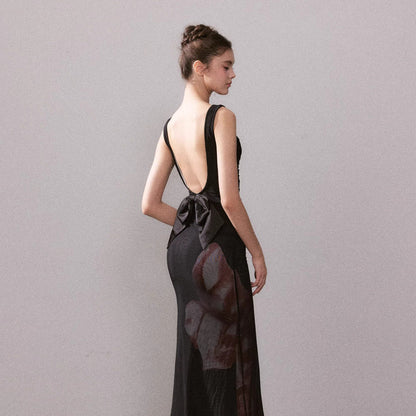YZZI HE - Cold Rose Mesh Mermaid Dress dress YZZI HE Black S