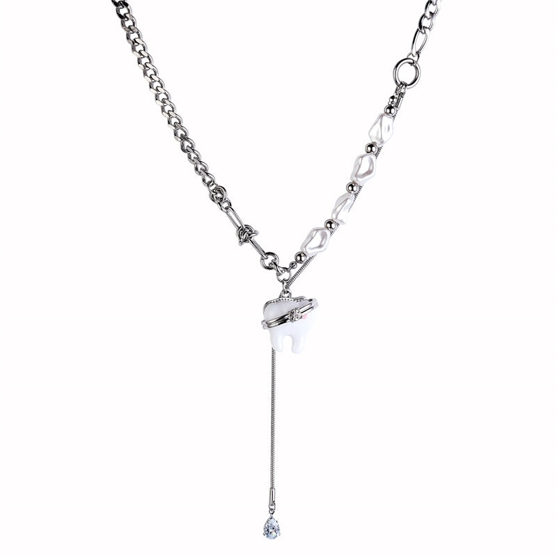 Kiwi Store - Y2K Fun Tooth Pearl Bracelet Necklace necklace kiwi store Necklace - 1pc