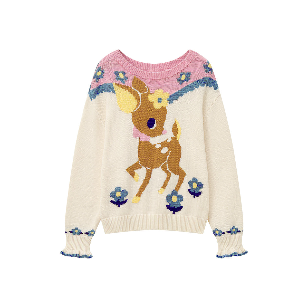 tntntutu - Kidcore Knit Deer Pullover Sweater sweater tntntutu White M