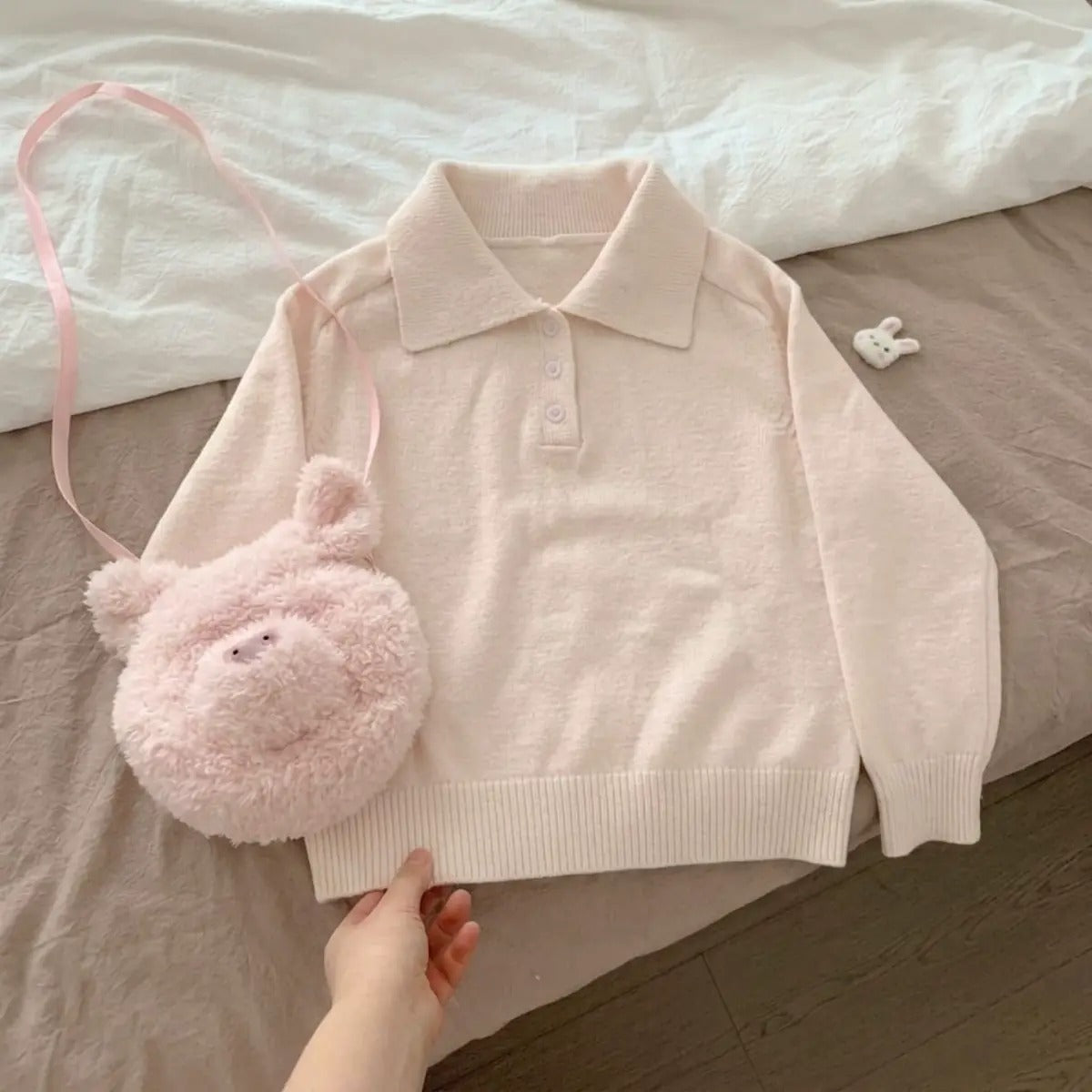 Blurred Bear - Reversible Fuzzy Floral Vest vest Blurred Bear Only Sweater S