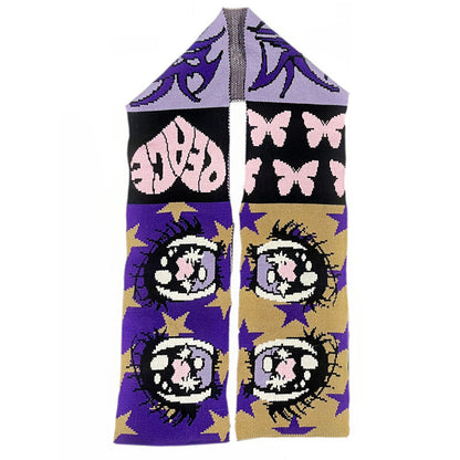 DeadEndKids - Decora Anime Eye Knit Scarf scarf DeadEndKids Dark Color