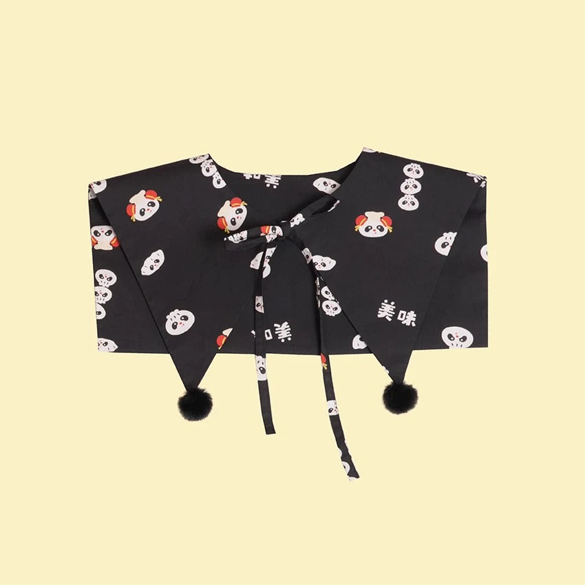 NIKKOU - Xiaolongbao Print Detachable Collar tie Nikkou home Black