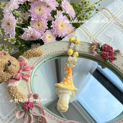 Bear Doll - Kawaii Mushroom Beaded Necklace necklace Bear Doll Yellow