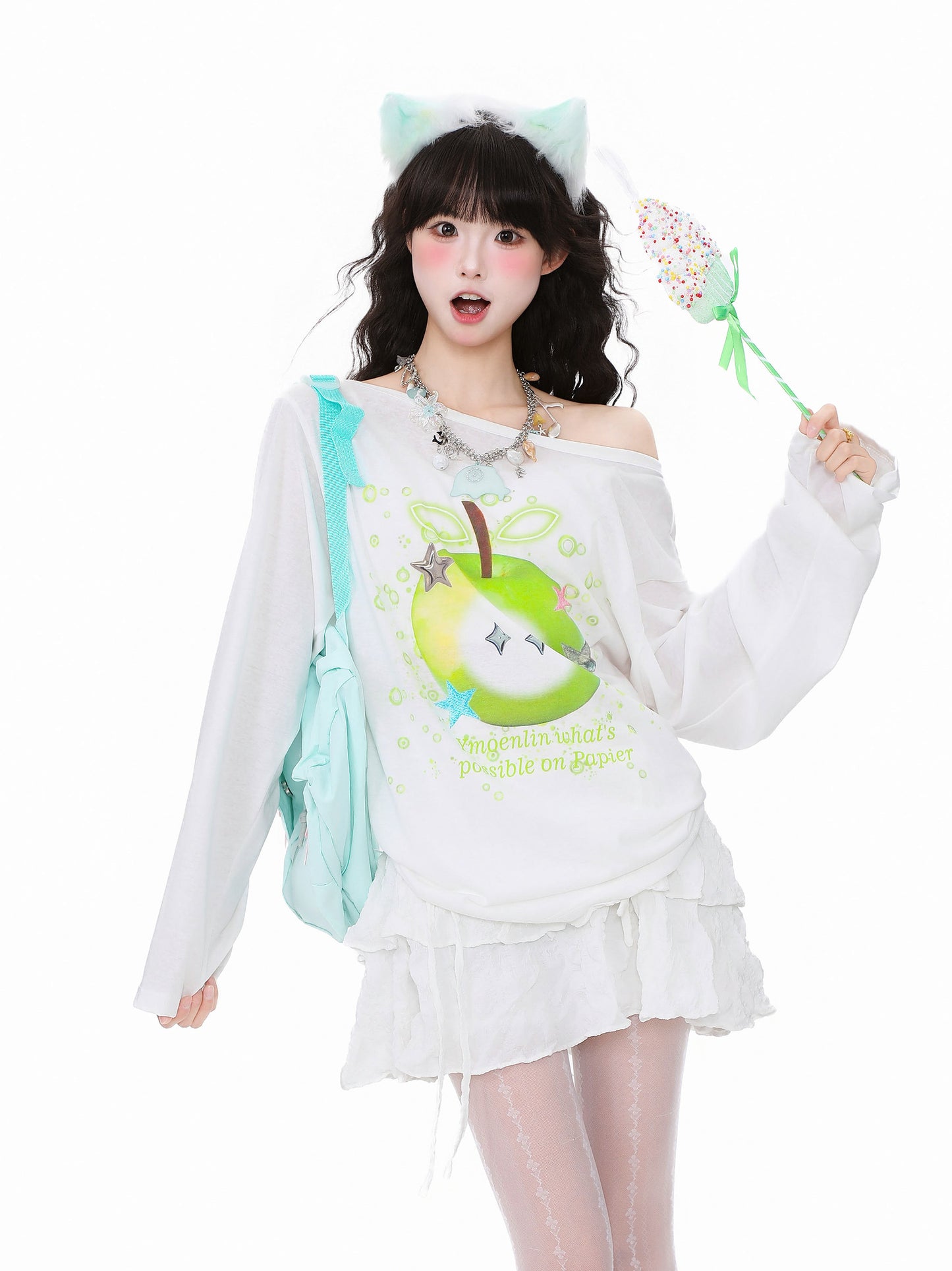Languid Park - Apple Scoop Neck Layer Top shirt Languid Park White S