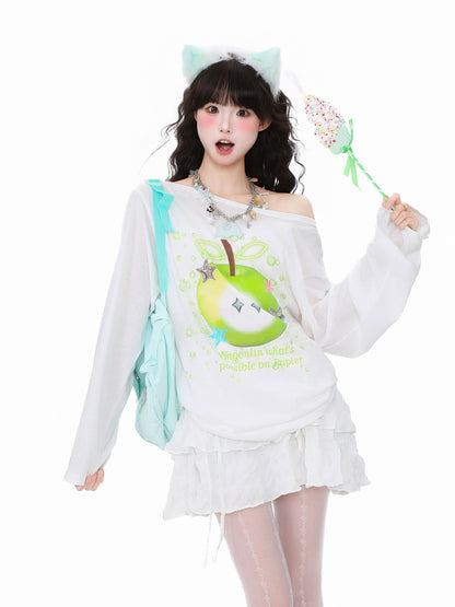 Languid Park - Apple Scoop Neck Layer Top shirt Languid Park White S