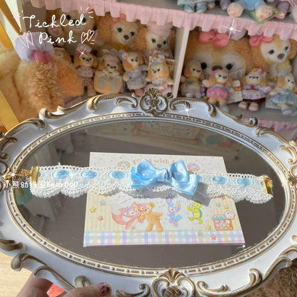 Bear Doll - Kawaii Polka Dot Bow Choker necklace Bear Doll Light Blue