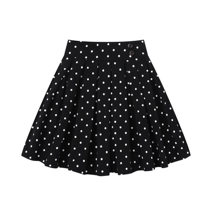 Languid Park - Polka Dot Pleated Midi Skirt skirt Languid Park Black S