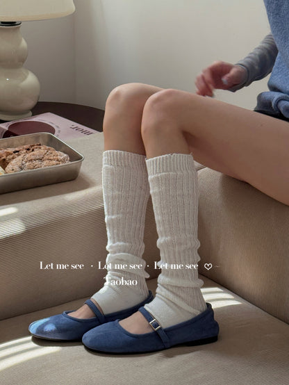 LET ME SEE 复古高级感舒适踩脚袜套 中筒堆堆袜显腿细百搭腿套 sock let me see White