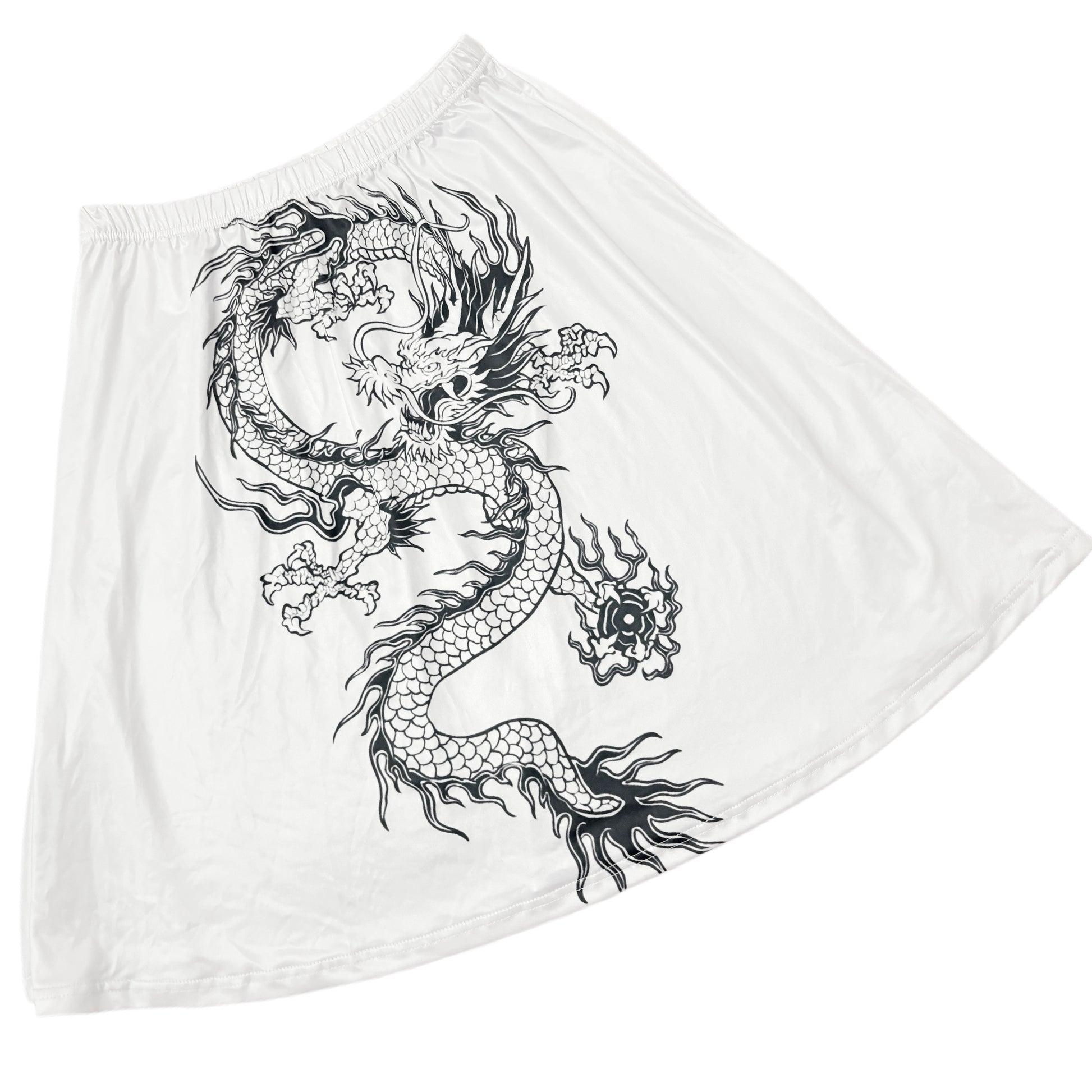 LEERROO - Chinese Style Dragon Print T-Shirt & Skirt Set set Leerroo