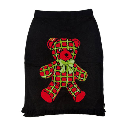 bunnybunnygun - Harajuku Christmas Bear Knit Skirt Scarf Set skirt bunnybunnygun Skirt