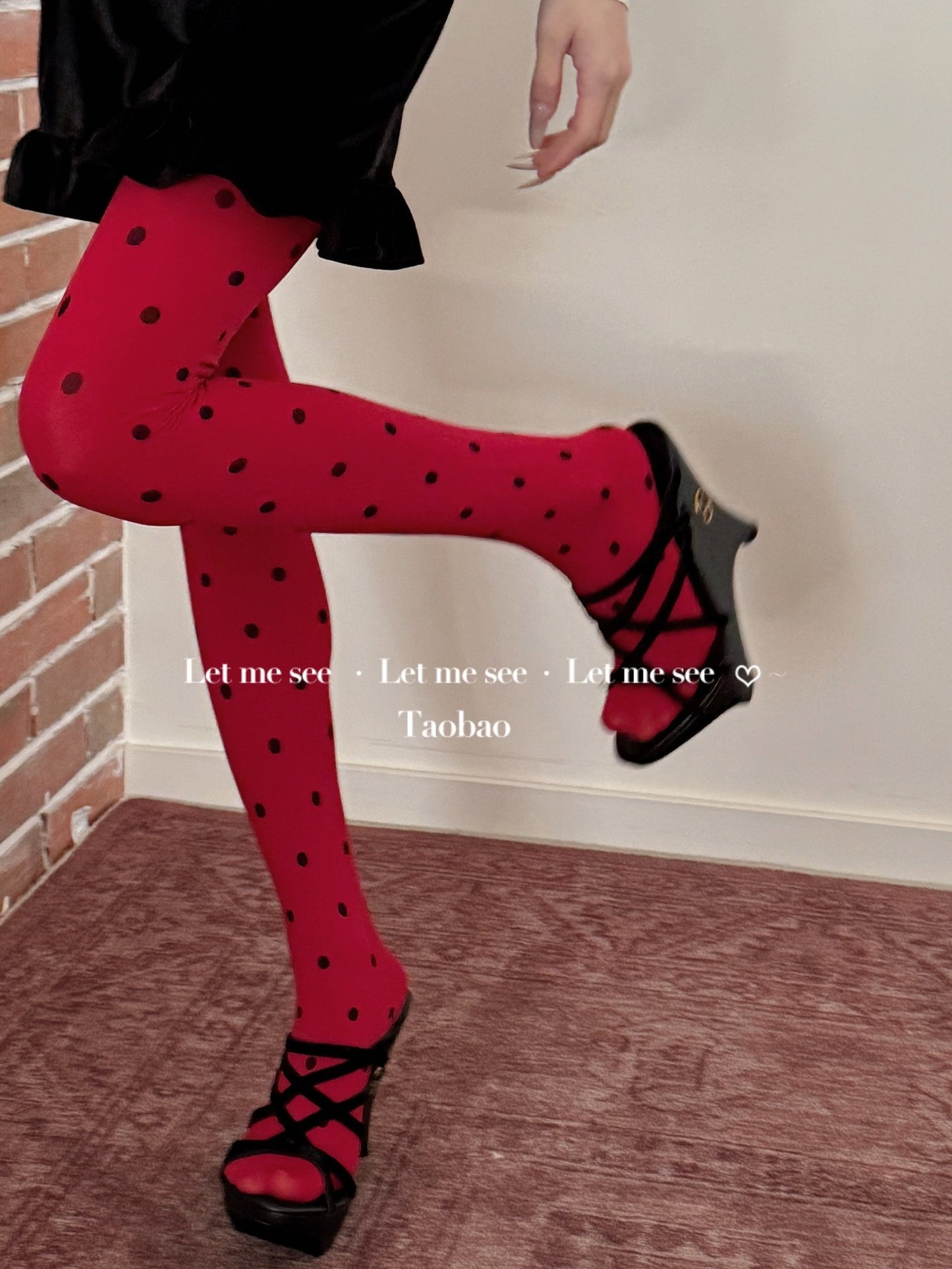 LET ME SEE - Vintage Polka Dot Tights tights let me see Dark Red