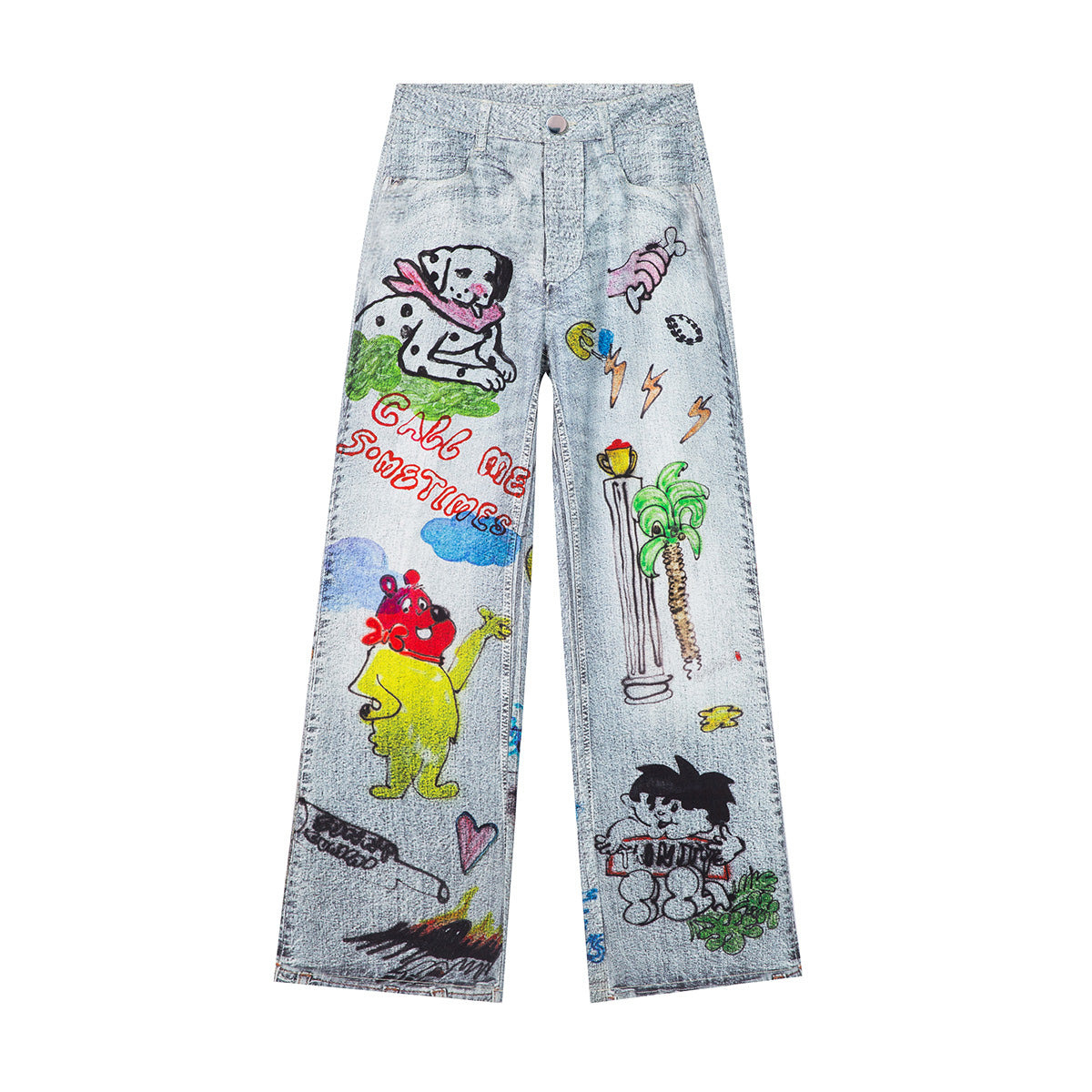 Tntntutu - Decora Kei White Graffiti Denim Pants pants tntntutu