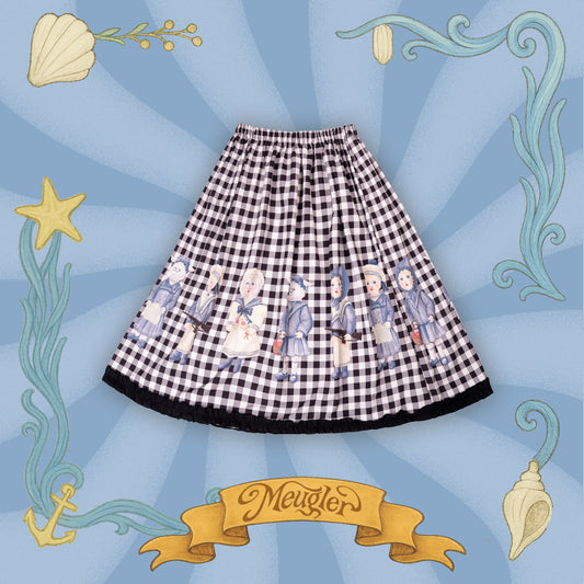 Meugler - Kawaii Skirt Black White Plaid Skirt skirt Meugler