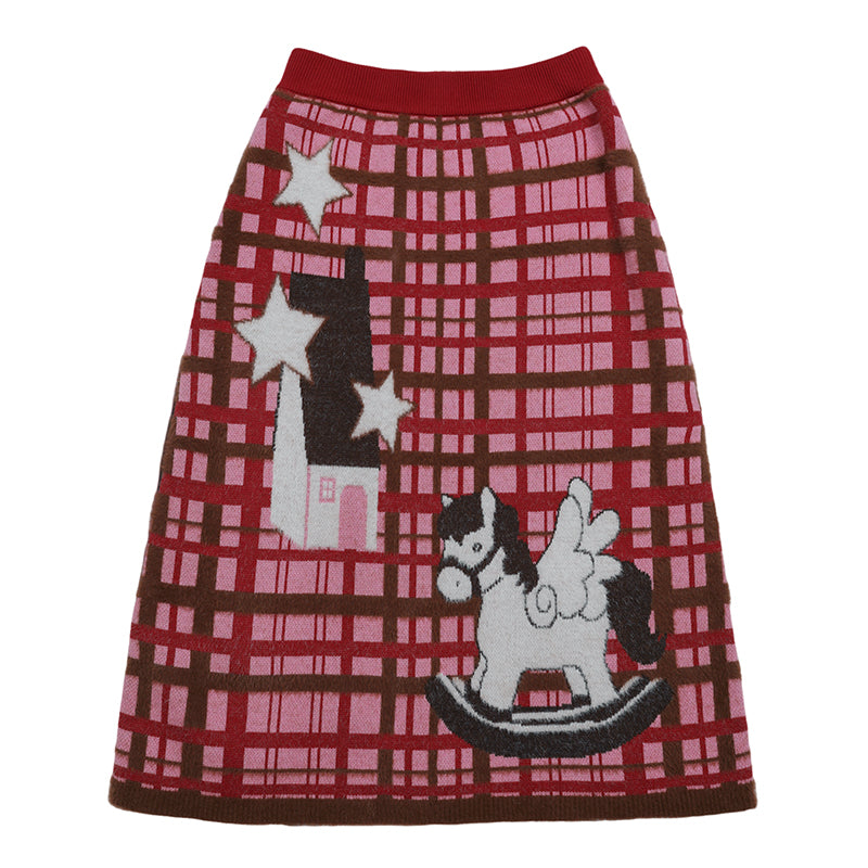 frufru - Kawaii Horse Year Knit Set set frufru Skirt S