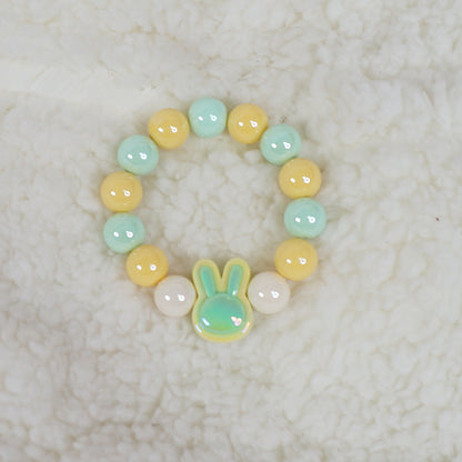 Maojiang Two-Tone Rabbit Head Macaron Bracelet | Dopamine Cute Soft Girl Wristband bracelet maojiang Green Yellow