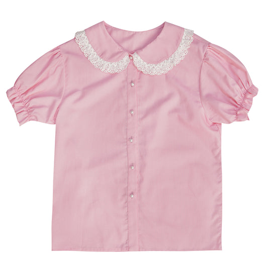 daytoday Everyday Institute - Kawaii Blouse Puff Sleeve Doll Collar blouse daytoday everyday institute Pink S