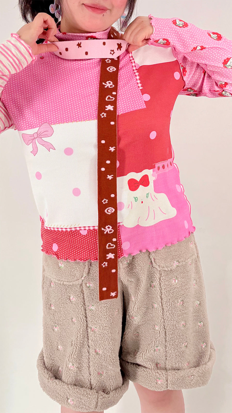 shishihshop - Colorful Double-Sided Knit Scarf scarf shishihshop Red