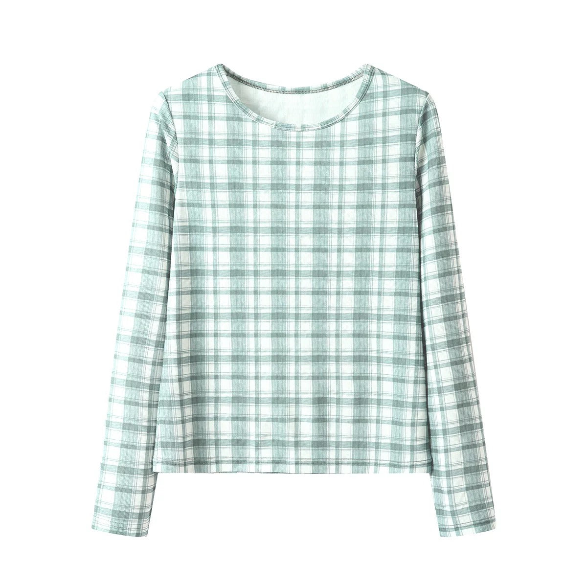 tntntutu - Waffle Knit Printed Long-Sleeve Top shirt tntntutu Grid S