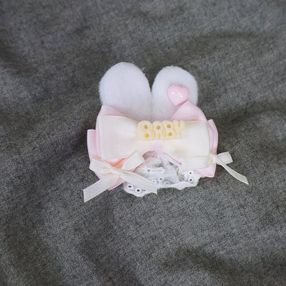 maojiang – Bunny Ear Bow Hair Clip hair clip maojiang Pink Yellow