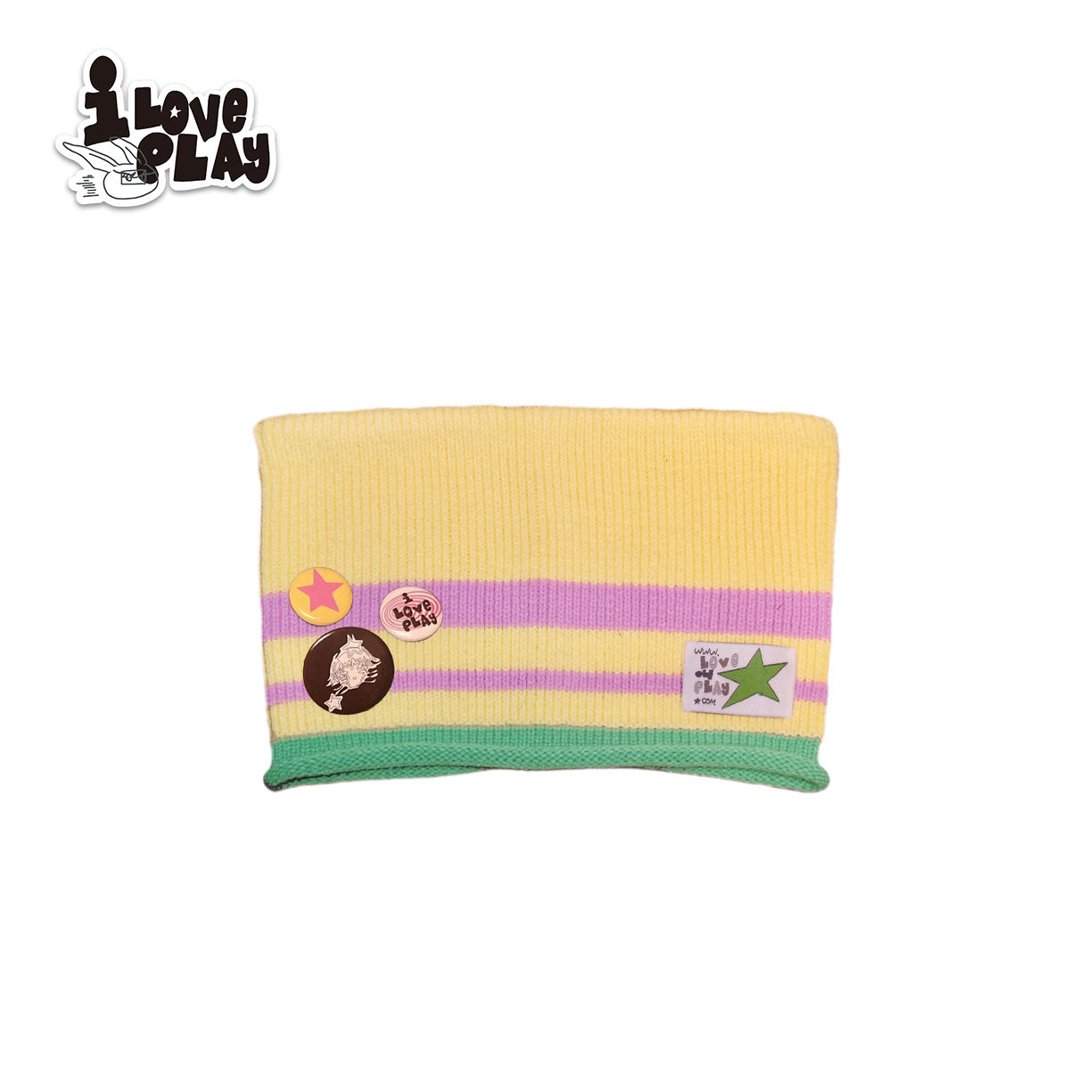 Loveplay - Y2K Knit Hat Striped Demon Horn Lucky Star hat loveplay Yellow