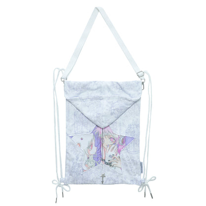 Hashtag DDD - Y2K Convertible Hoodie Strap Bag bag Hashtag DDD White