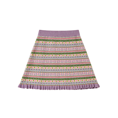 tntntutu - Lavender Cartoon Knit Cardigan & Skirt Set set tntntutu Skirt S