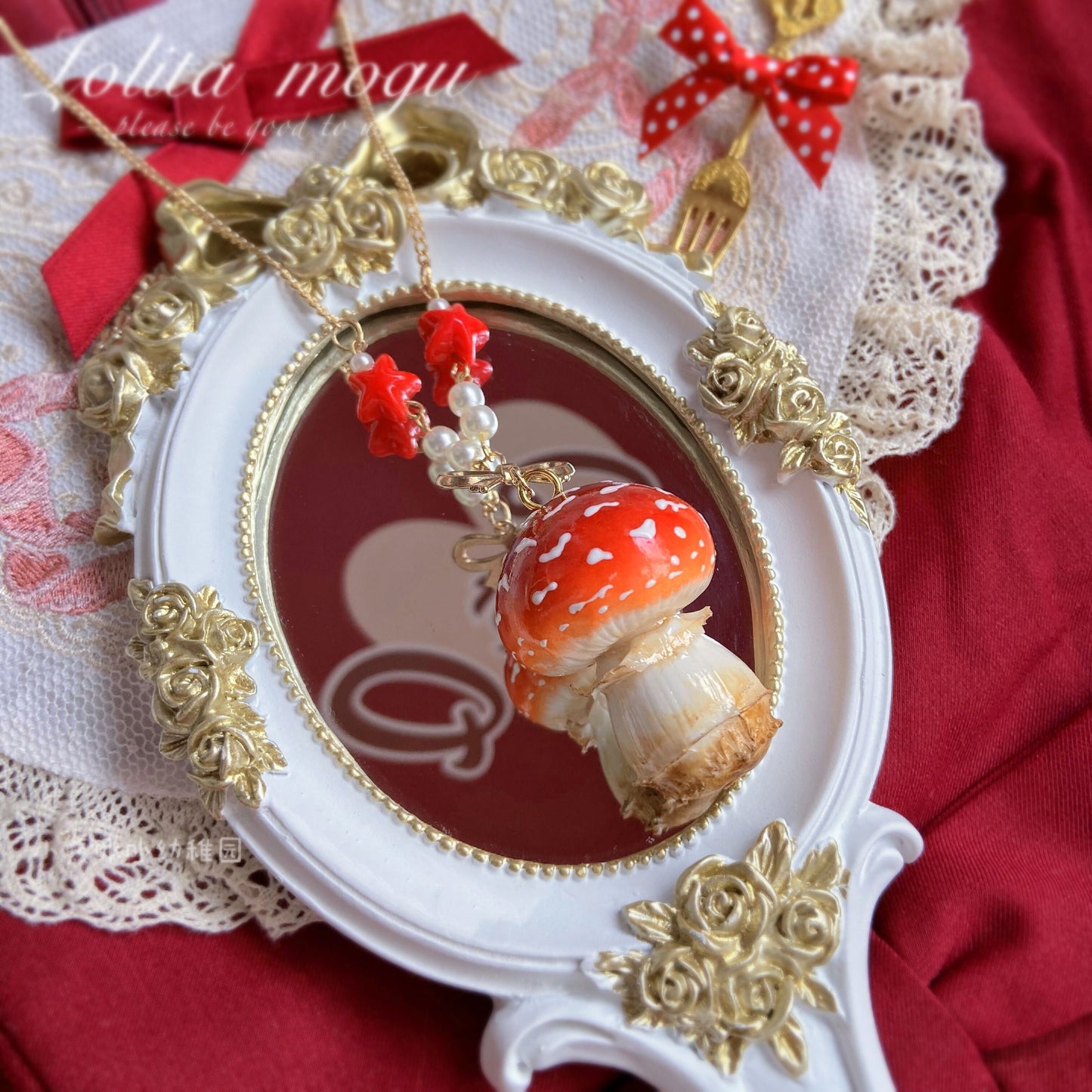 Bear Doll Mushroom Necklace | Decora Kei Handmade Resin Charm necklace Bear Doll 2