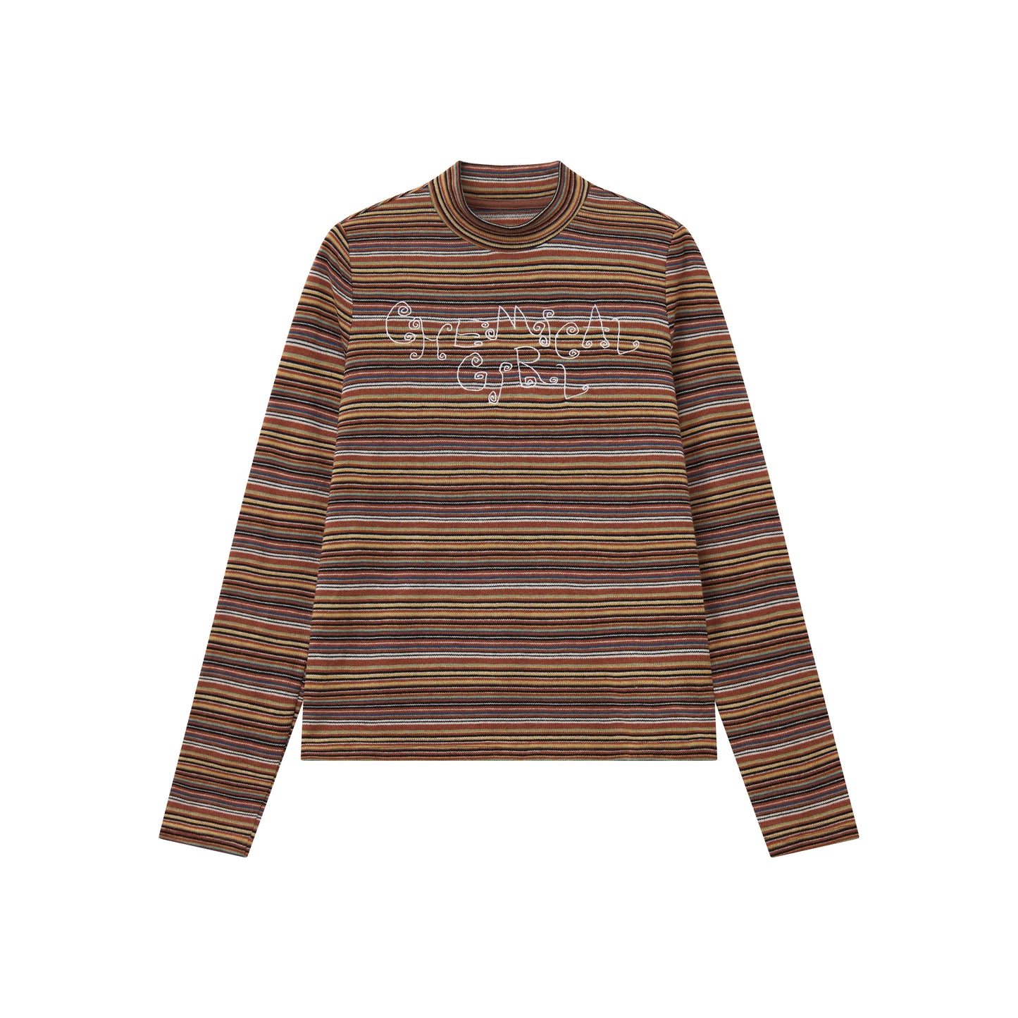 Chemical Girl - Vintage Striped Embroidered Long Sleeve T-Shirt shirt chemical girl Orange S