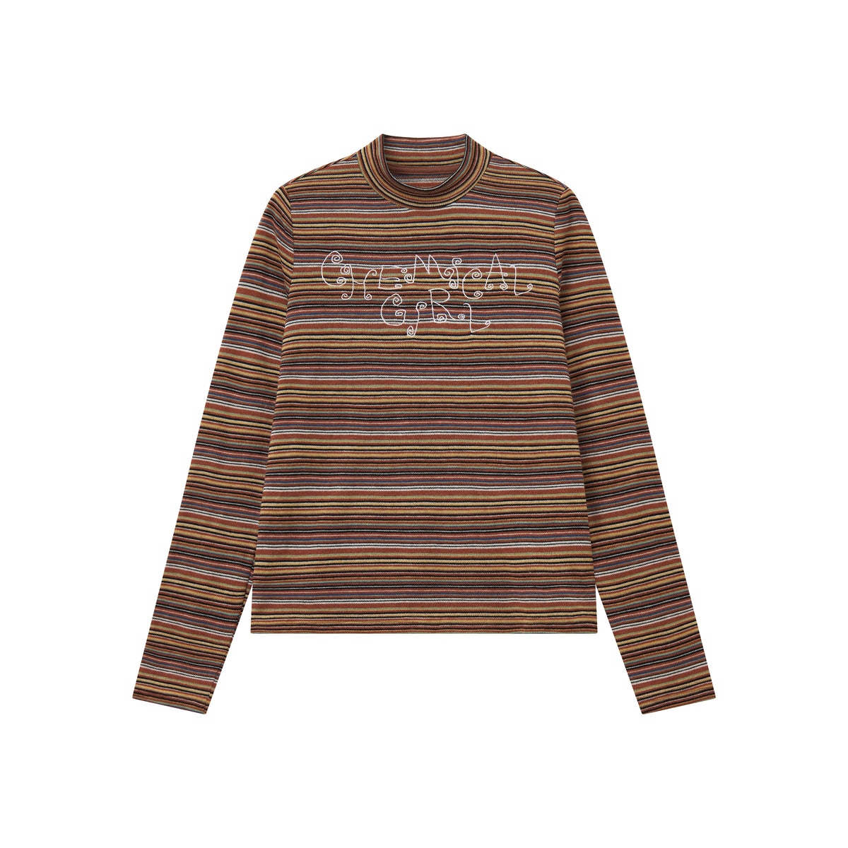 Chemical Girl - Vintage Striped Embroidered Long Sleeve T-Shirt shirt chemical girl Orange S