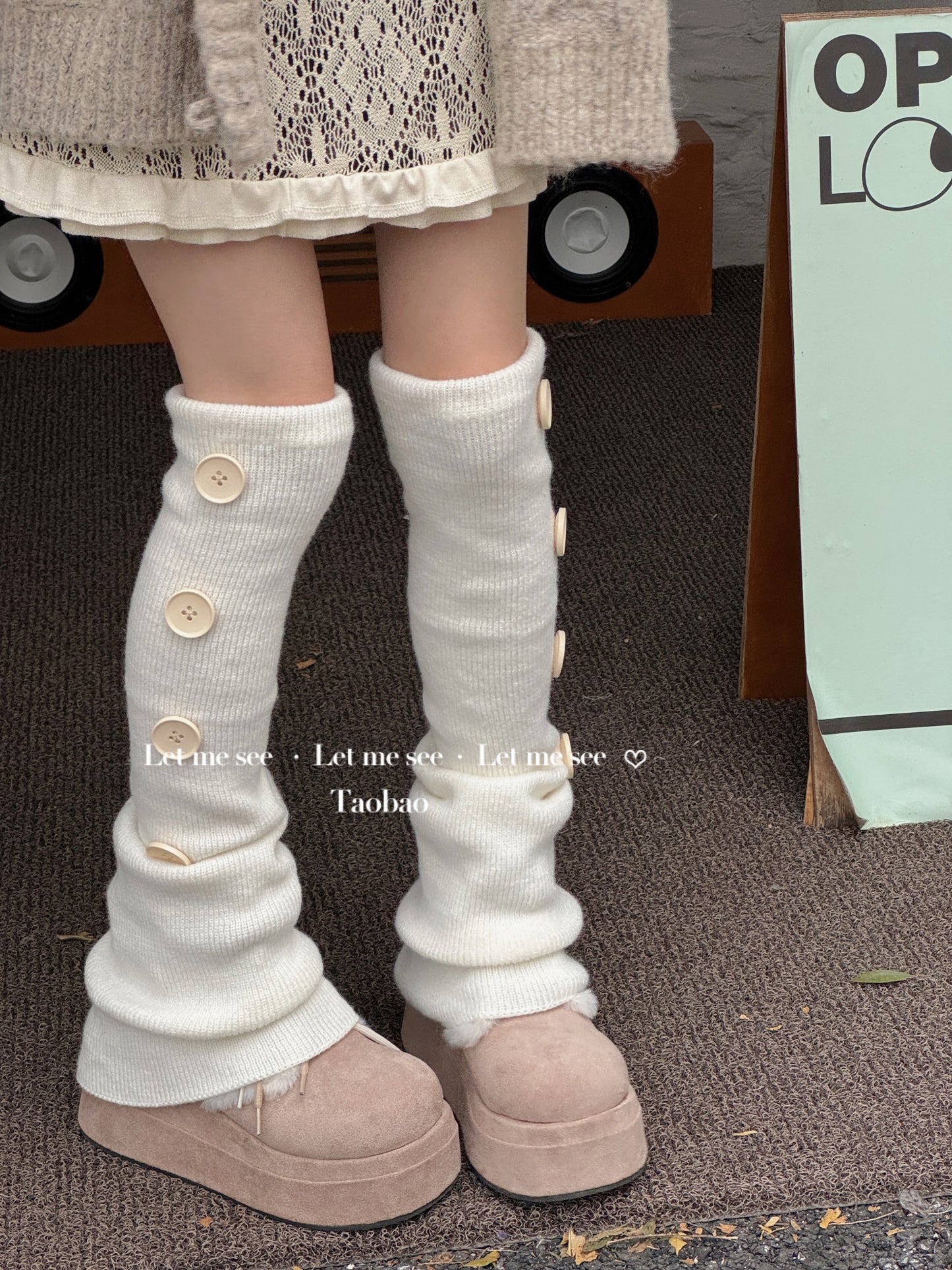 LET ME SEE - Y2K Subculture Knit Overknee Leg Warmers leg warmmers let me see Milk White