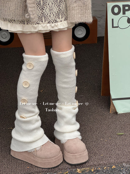 LET ME SEE - Y2K Subculture Knit Overknee Leg Warmers leg warmmers let me see Milk White