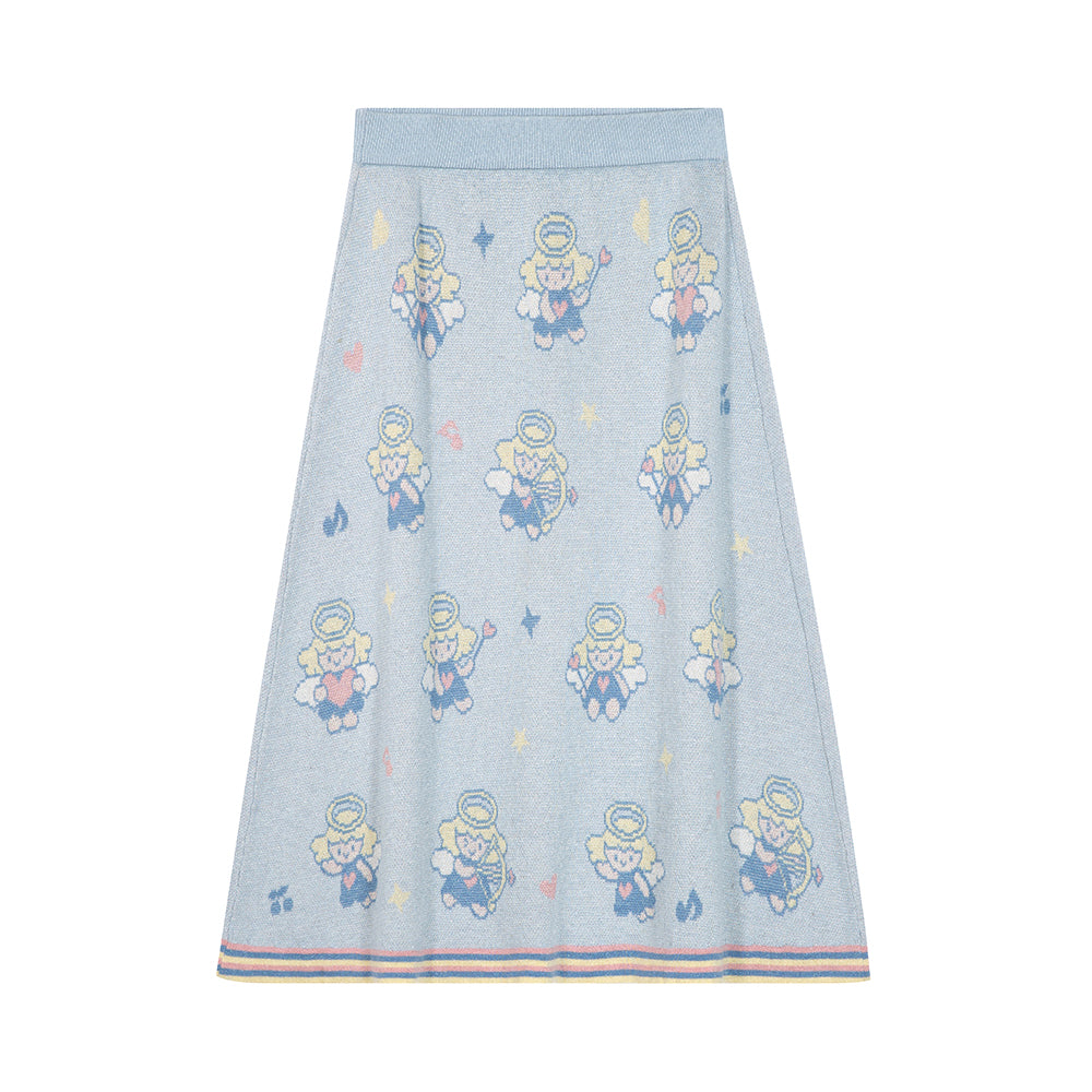 Tntntutu Setup Harajuku Angel Knit Hoodie & Skirt Set – Light Blue | tntntutu set tntntutu