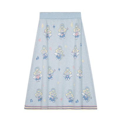 Tntntutu Setup Harajuku Angel Knit Hoodie & Skirt Set – Light Blue | tntntutu set tntntutu