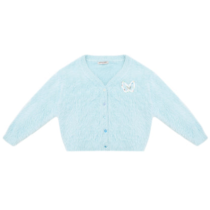 ziziFei - Y2K Soft Plush Butterfly Cardigan with Color Buttons cardigan ziziFei Blue S