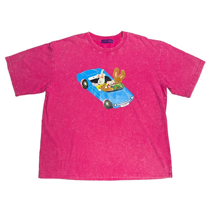BunnyBunnyGun - Decora Kei Cartoon Print Loose Cotton T-Shirt tshirt bunnybunnygun Pink M