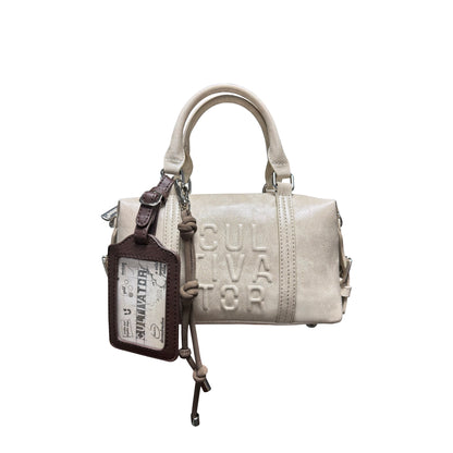 Cultivator - Vintage Colorblock Boston Shoulder Bag bag Cultivator Beige