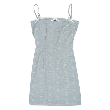 Harajuku Dress Cute Bear Dress Polka Dot Print Strap Dress dress daytoday everyday institute