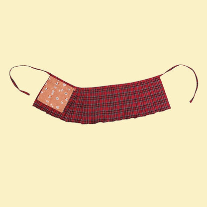 NIKKOU - Pleated Layering Pannier Skirt overskirt Nikkou home Red Grid And Brown