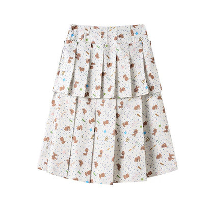 tntntutu - Teddy Floral Layered Pleated Skirt skirt tntntutu Beige S