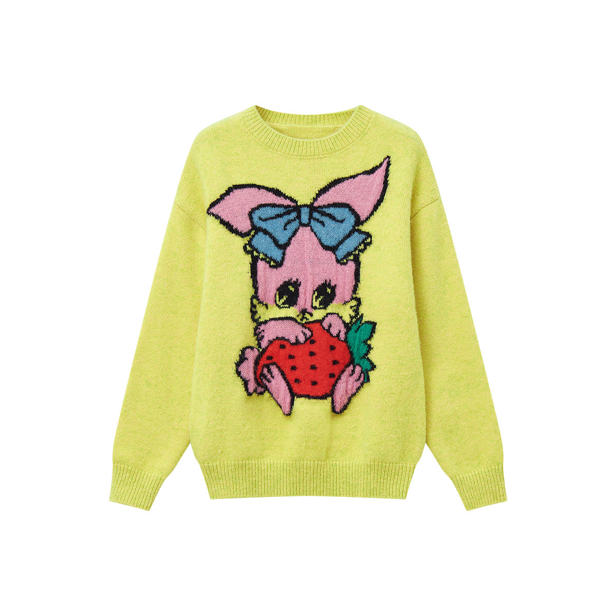 tntntutu - Purple Green Yellow Animal Knit Sweater sweater tntntutu Yellow Bunny M