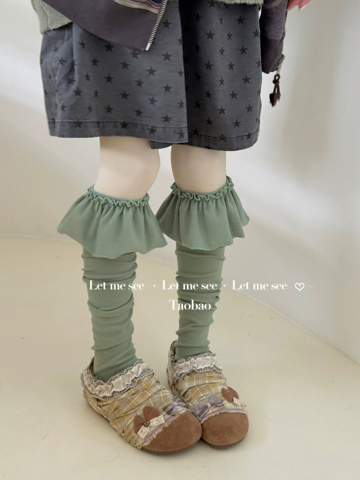 LET ME SEE - Ruffle Slouch Socks Winter Calf Socks socks let me see Matcha Green